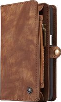 Caseme - Samsung Galaxy S7 Edge Hoesje - Uitneembare Portemonnee Canvas Donker Bruin