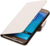 Croco Bookstyle Wallet Case Hoesjes voor Galaxy J7 (2017) J730F Wit