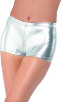 Jaren 20 Danseressen Kostuum | Korte Metallic Zilveren Disco Shorts Vrouw | Small | Carnaval kostuum | Verkleedkleding