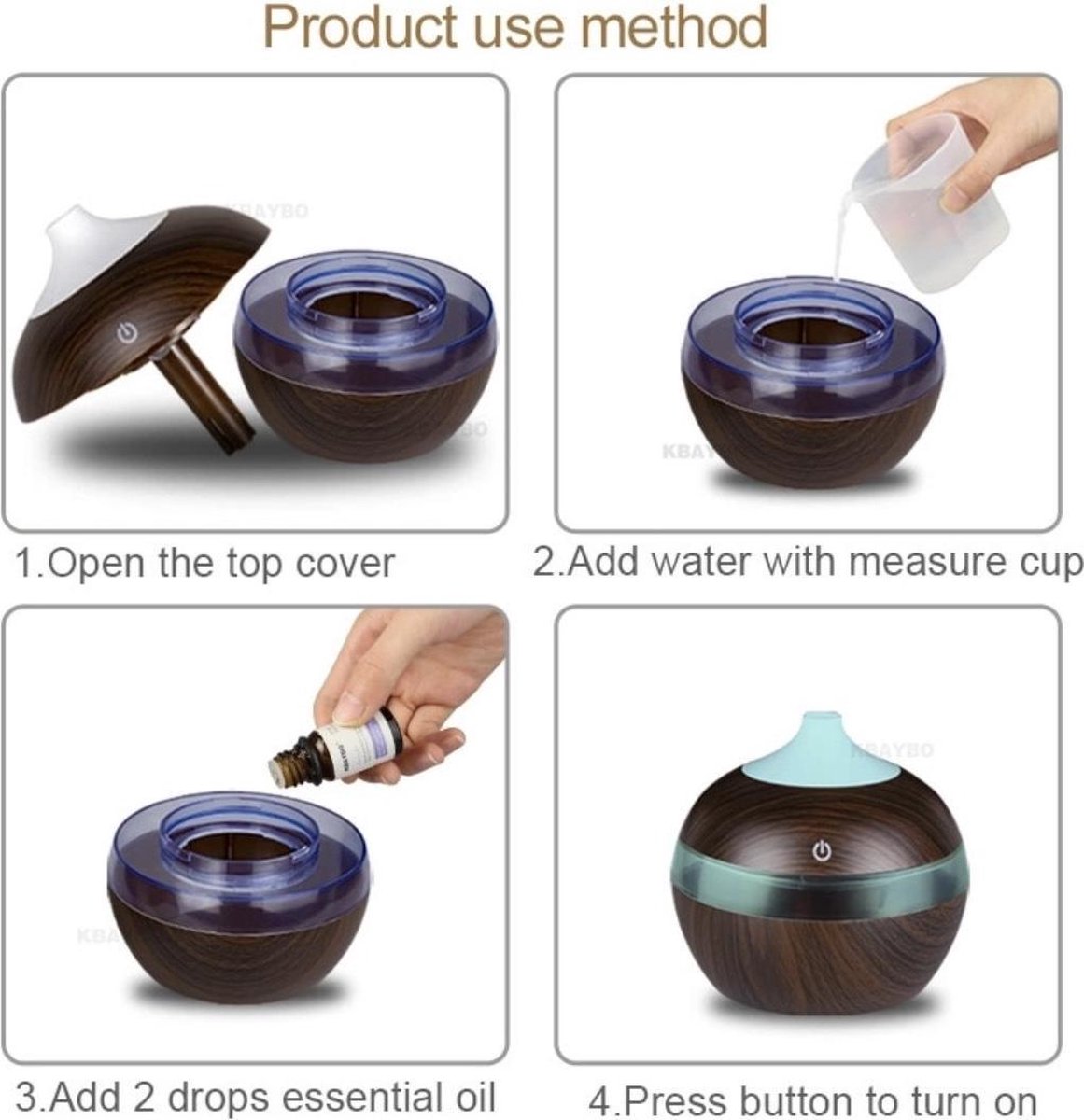 Mozaïek Aroma Diffuser - Blauw met wit 200 ml - met Led kleuren Mozaïek Aroma Diffuser - Blauw met wit 200 ml - met Led kleuren