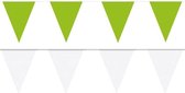 Witte/Groene feest punt vlaggetjes pakket - 60 meter - slingers / vlaggenlijn