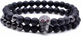 Bracelet de perles Memphis Agate Skull Black