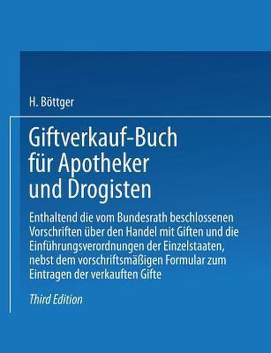 Giftverkauf-buch Für Apotheker Und Drogisten