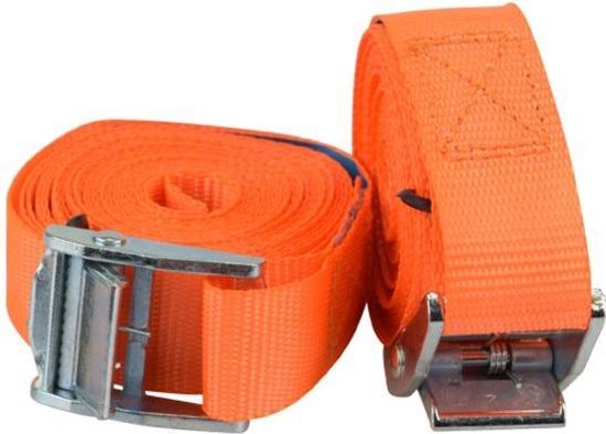 Premium Oranje Spanbanden van 3,5 M x 3 CM met Metalen Klem - 100 KG Limiet - 2 Stuks | Spanband