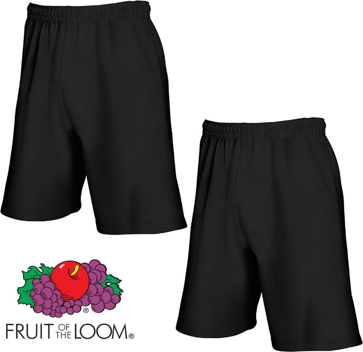 Fruit of the Loom (2 Pack) Korte Broeken Zwart Maat M
