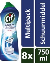Cif Ultra White Bleek Cream - 8 x 750 ml - Schuurmiddel