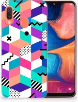 Geschikt voor Samsung Galaxy A20e TPU Hoesje Design Blocks Colorful