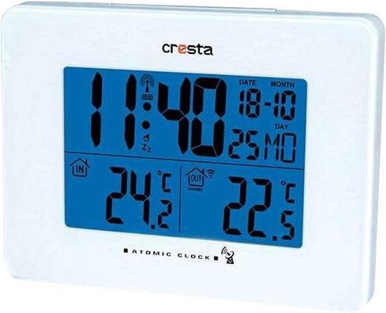 Cresta, DTX200WH Draadloze Thermometer met Klok (Wit) | bol.com
