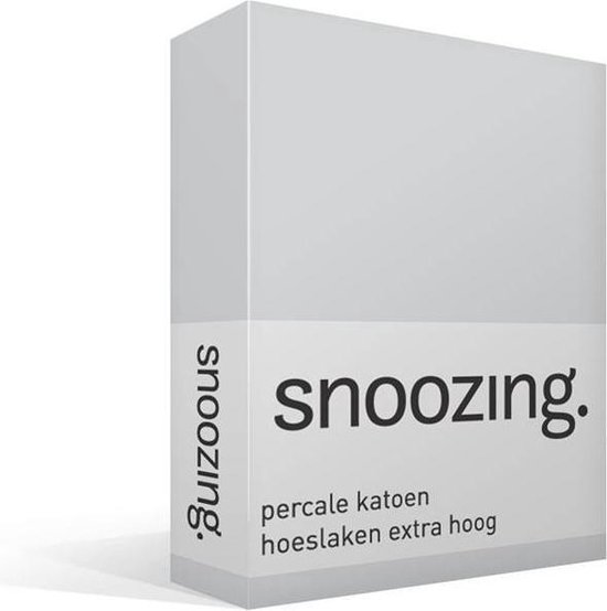 Snoozing - Hoeslaken - Extra hoog - Tweepersoons - 140x220 cm - Percale katoen - Grijs