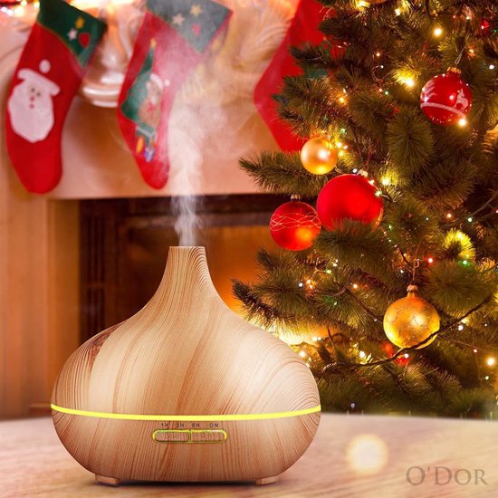 O'dor® Aroma Diffuser - 2 flesjes 100% PURE Etherische Olie - Luchtbevochtiger - Aromatherapie - Geurverspreider - Etherische olie - Verstuiver - Aromadiffusers - Lichtbruin