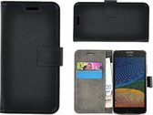 Motorola Moto G5 Zwart effen bookstyle wallet case hoesje