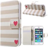 Qissy Stripes And Heart portemonnee case hoesje voor iPhone 7