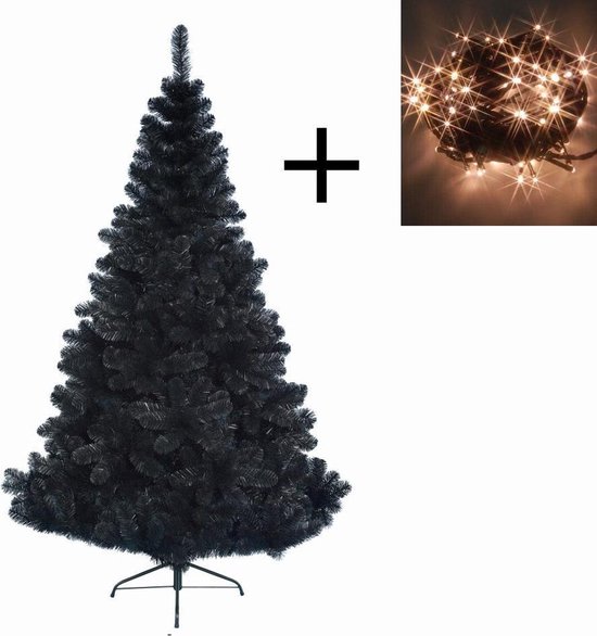 Everlands - Zwarte Imperial Pine - Kunstkerstboom 210 cm hoog - Met losse kerstverlichting bol.com