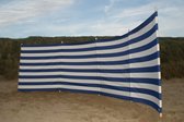 Strand Windscherm 5 meter dralon kobalt blauw/wit met houten stokken