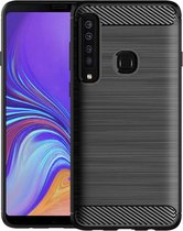 Luxe Samsung Galaxy A9 2018 hoesje – Zwart – Geborsteld TPU Carbon Case – Shockproof Cover