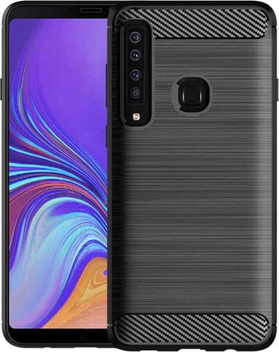 Samsung Galaxy A9 2018 hoesje – Zwart – Geborsteld TPU Carbon Case – Shockproof Cover | bol.com