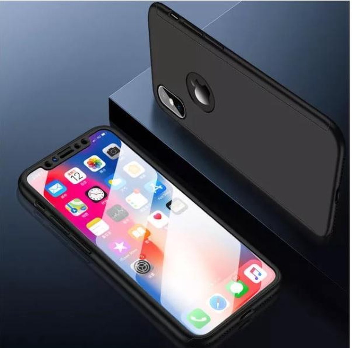 360-graden Frosting Beschermhoes Set voor iPhone XR _ Zwart