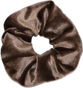 Velvet scrunchie/haarwokkel, bruin