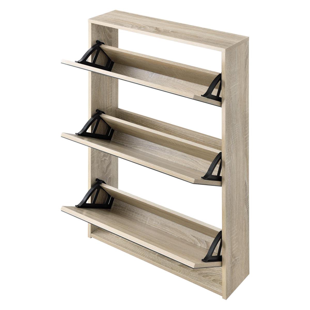 Schoenenkast met spiegels 3 vouwdeuren 102,5x63x17 cm zwart