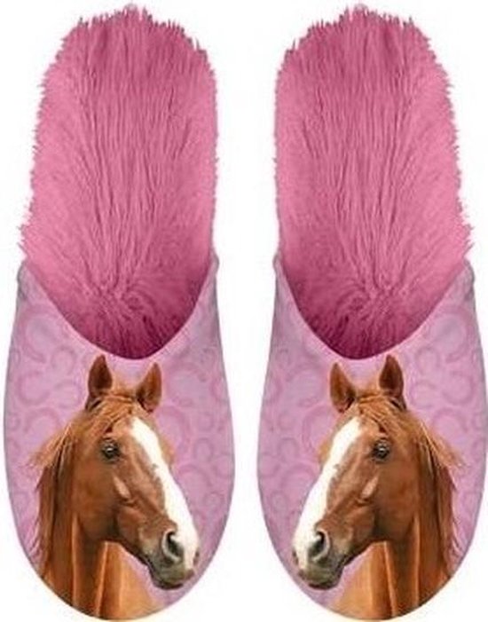 Dieren paarden instap sloffen/pantoffels roze voor dames Dierensloffen |