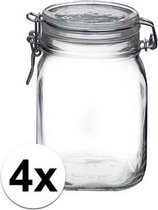 4x stuks Glazen weckpotten/inmaakpotten 1 Liter