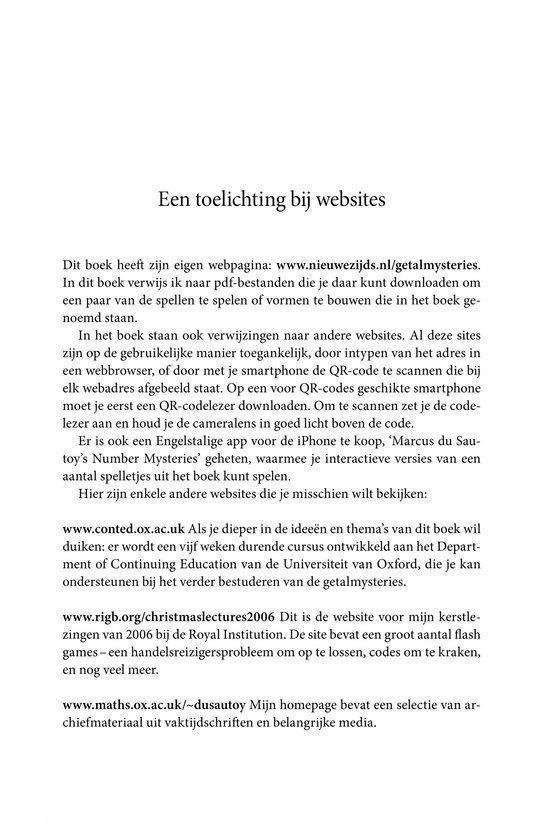 Pagina met een toelichting bij websites, inclusief QR-codes en URL's.