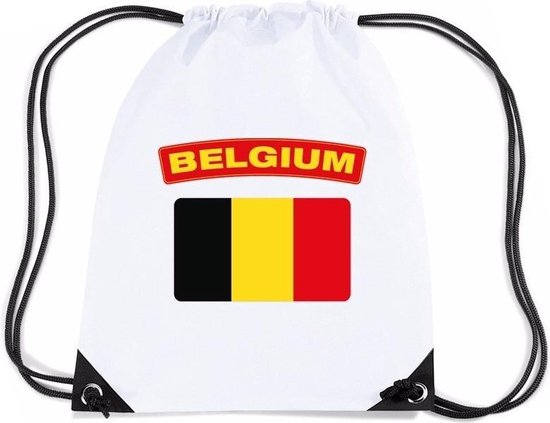 Belgie nylon rijgkoord rugzak/ sporttas wit met Belgische vlag | bol.