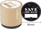 Houten stempel, d: 30 mm, h: 35 mm, Save the date , 1stuk