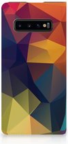 Geschikt voor Samsung Galaxy S10 Plus Standcase Hoesje Design Polygon Color