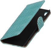 Turquoise Slang booktype wallet cover - telefoonhoesje - smartphone hoesje - beschermhoes - book case - hoesje voor Sony Xperia XA