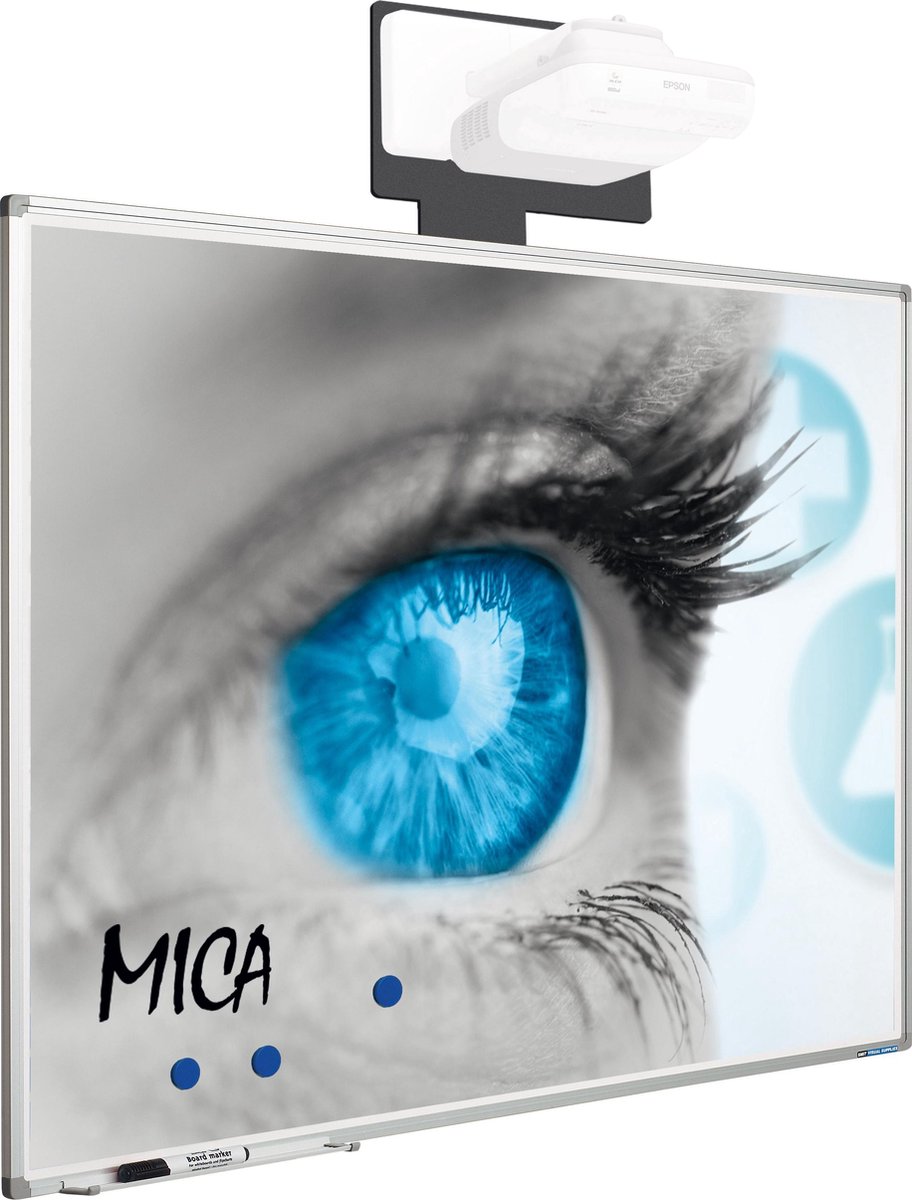Projectiebord Softline profiel 8mm email wit MICA projectie (16:10) 150x240 cm