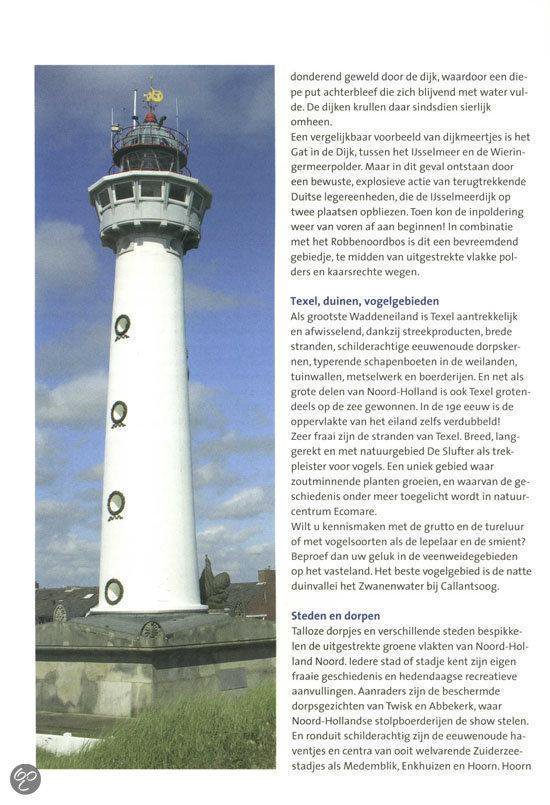 Vuurtoren aan de kust met witte en rode banen, en woonhuizen.