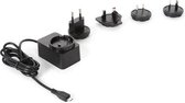 Velleman Universele lader met micro-USB-aansluiting, met 4 reisstekkers, geschikt voor Australië, Europa UK en US, 5 V 2.5 A, zeer laag energieverbruik, compact ontwerp, ideaal voor onderweg, kabel 150 cm, zwart