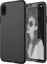 Kunststof full coverage 360º telefoonhoesje voor iPhone X – Inclusief gehard glas screen protector – Zwart