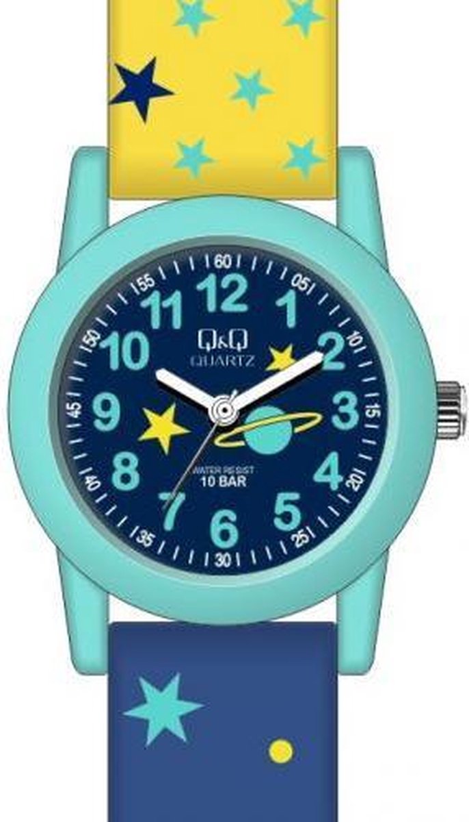 Leuke kinderhorloge -geel-blauw QQ VR99J808Y