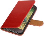 Zakelijke Book Case Telefoonhoesje Geschikt voor de Samsung Galaxy E5 - Portemonnee Hoesje - Pasjeshouder Wallet Case - Rood