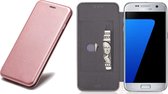 Samsung Galaxy S7 Hoesje Wallet Book Case Roze / Roségoud, Hoesje Portemonnee Leer Galaxy S7 met Vakje voor Pasjes, Hoesje Cover Galaxy S7, Case met Siliconen Houder