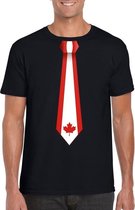 Zwart t-shirt met Canada vlag stropdas heren 2XL
