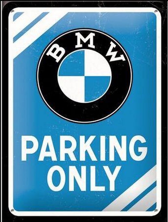 Metalen wandbord met reliëf - BMW Parking Only - 20 x 15 cm