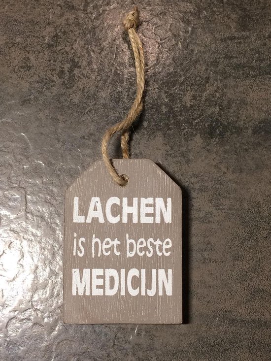 Tekst Label Lachen is het beste 9 x 6,5 cm