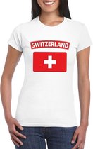 T-shirt met Zwitserse vlag wit dames L