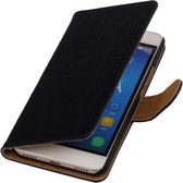 Huawei Honor Y6 - Croco Booktype Wallet Hoesje Zwart