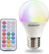 Groenovatie LED Lamp E27 Fitting - RGBW - 5W - Dimbaar - 123x70 mm - Incl. Afstandsbediening