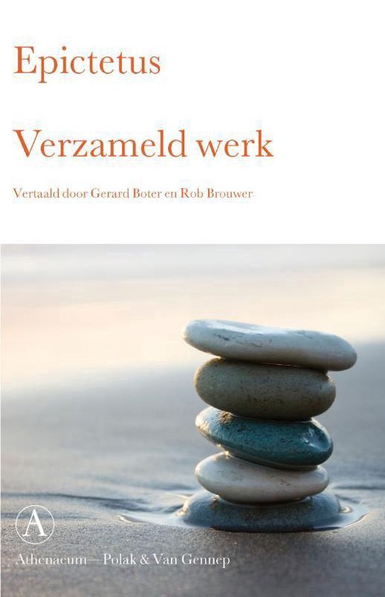 Epictetus, Verzameld werk, met op de voorgrond een stapel stenen op het strand.