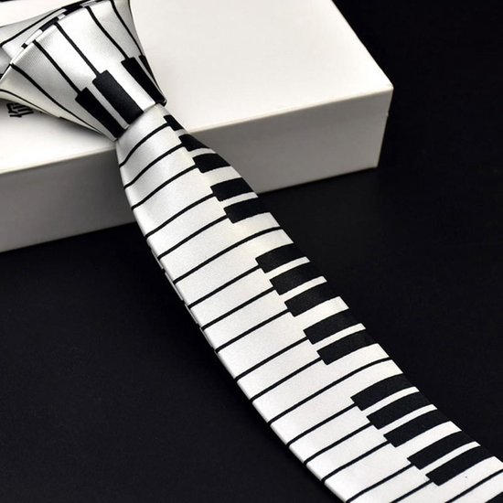 Belle Cravate Piano Wit 145X5cm - Happy Tie - Fête - Polyester - Costume -  Costume -... | bol.com