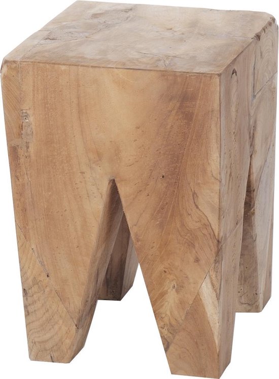 verzonden geest Politie Houten kruk - teak hout - naturel -30 x 30 x 40 cm | bol.com