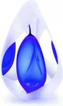 Glazen urn. Asbestemming. "Refection" blauw. 15 cm hoog.