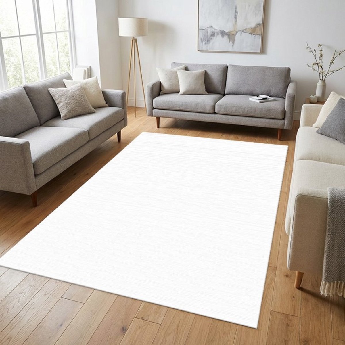 TapisTrend Designer tapijt Crème 160x230 cm Modern, effen acryl vloerkleed met textuur voor de woonkamer, slaapkamer en eetkamer Beige