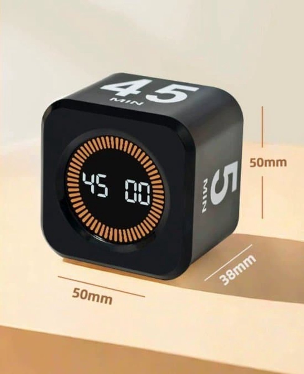 Interactieve visuele Pomodoro-timerkubus met zwaartekrachtsensor en geheugen voor koken