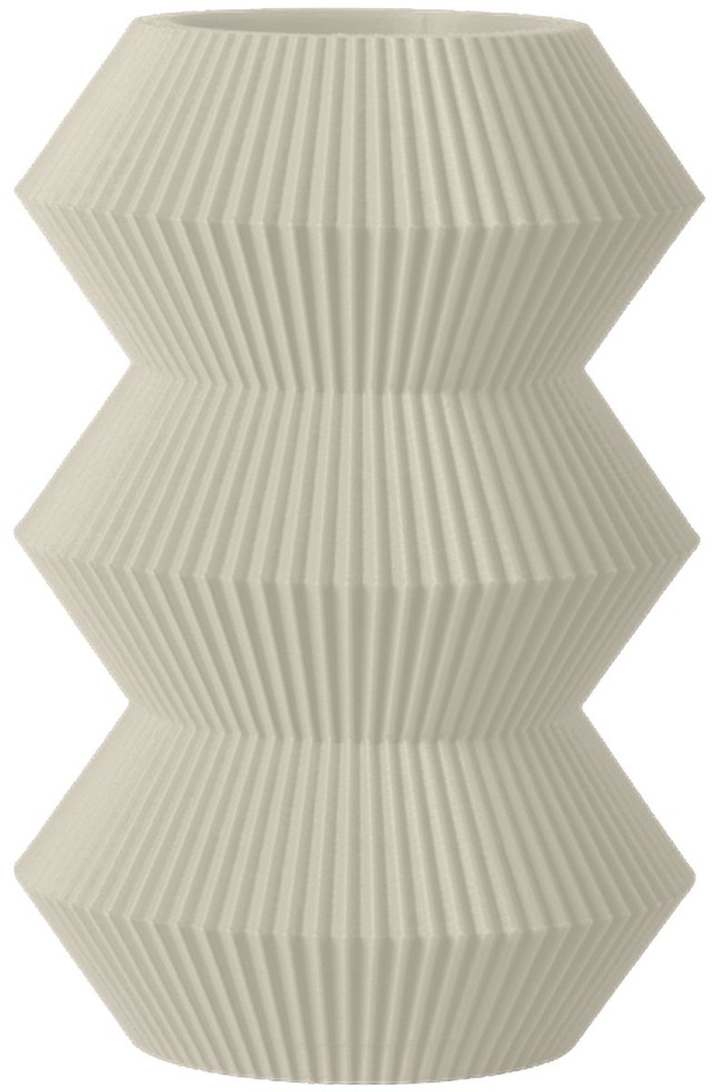 Layvo Orden Vaas - Crème - 25 cm - droogbloemen vaas - geometrische vaas - gerecycled plastic